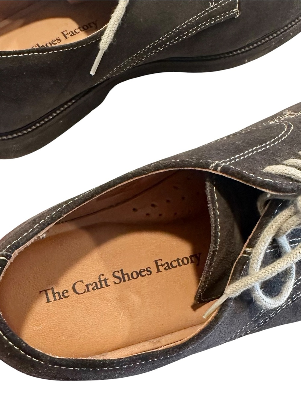 Men's Dark Brown Suede Derby Shoes w/Contrast Stitching & Laces Brazil 40 US 8-9 - Picture 3 of 12